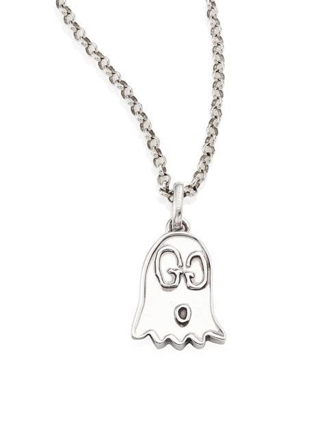 gucci ghost necklace ebay|Gucci ghost pendant necklace in silver.